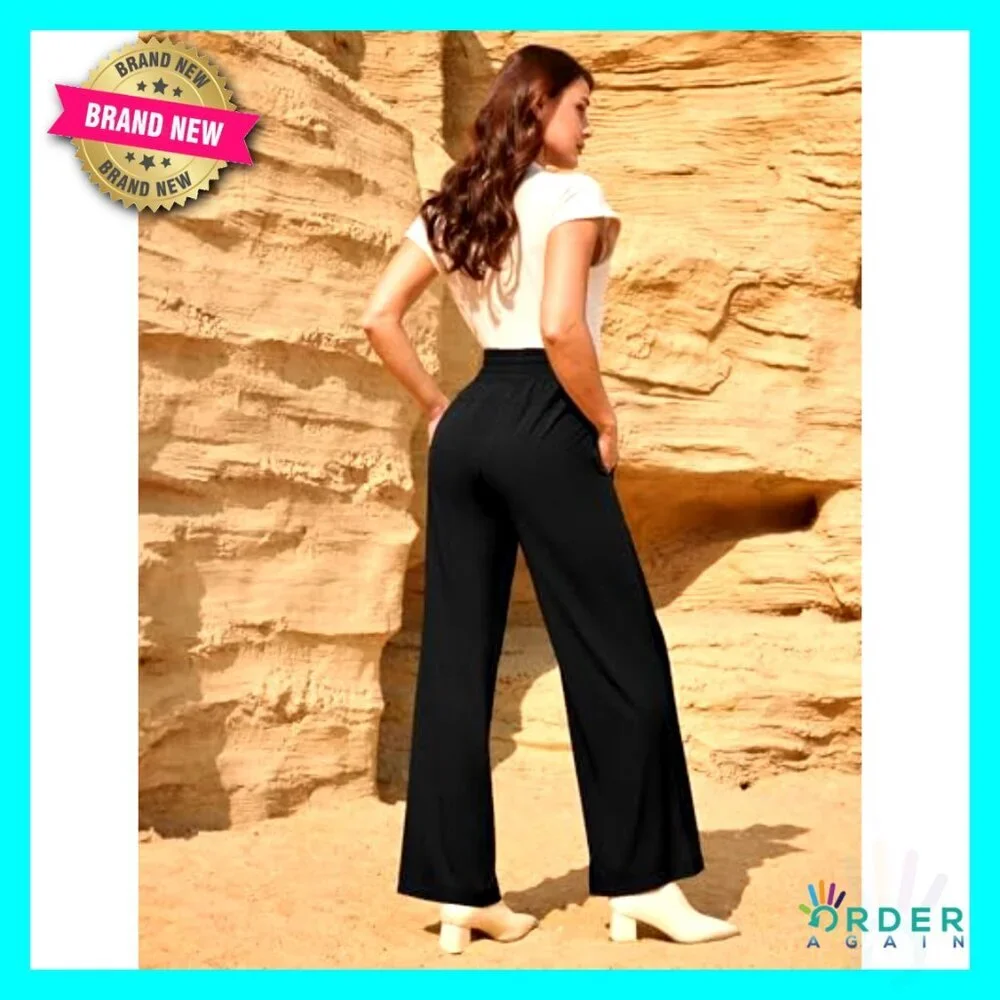 Quick-Dry Wide Leg Hiking Pants UPF 50+ Sun Protection Adjustable Waist